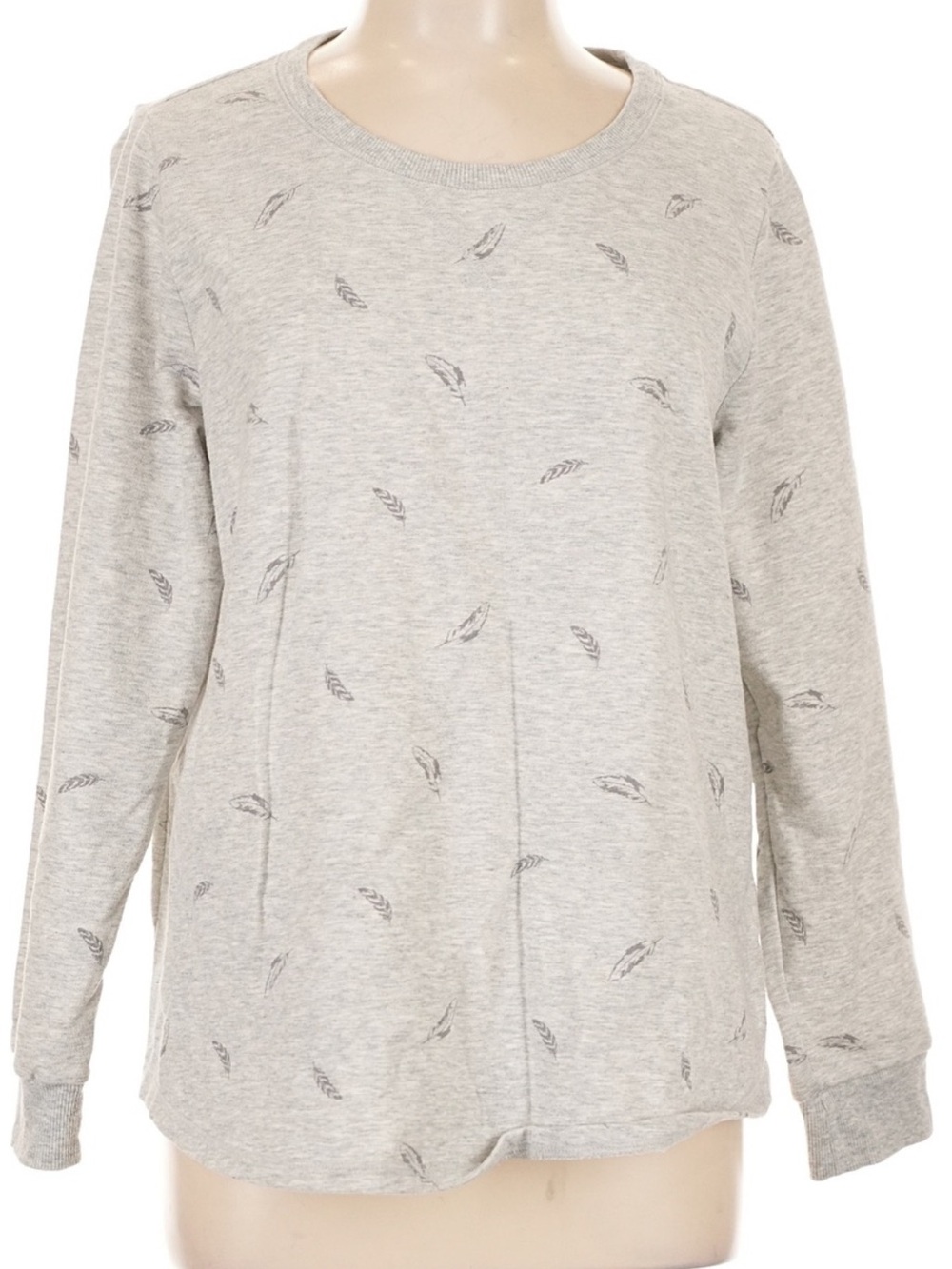 Sonoma Goods for Life Gray Feather Print Sweatshirt XL
